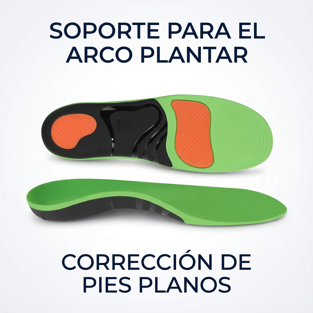Plantillas deportivas transpirables color verde con soporte de arco