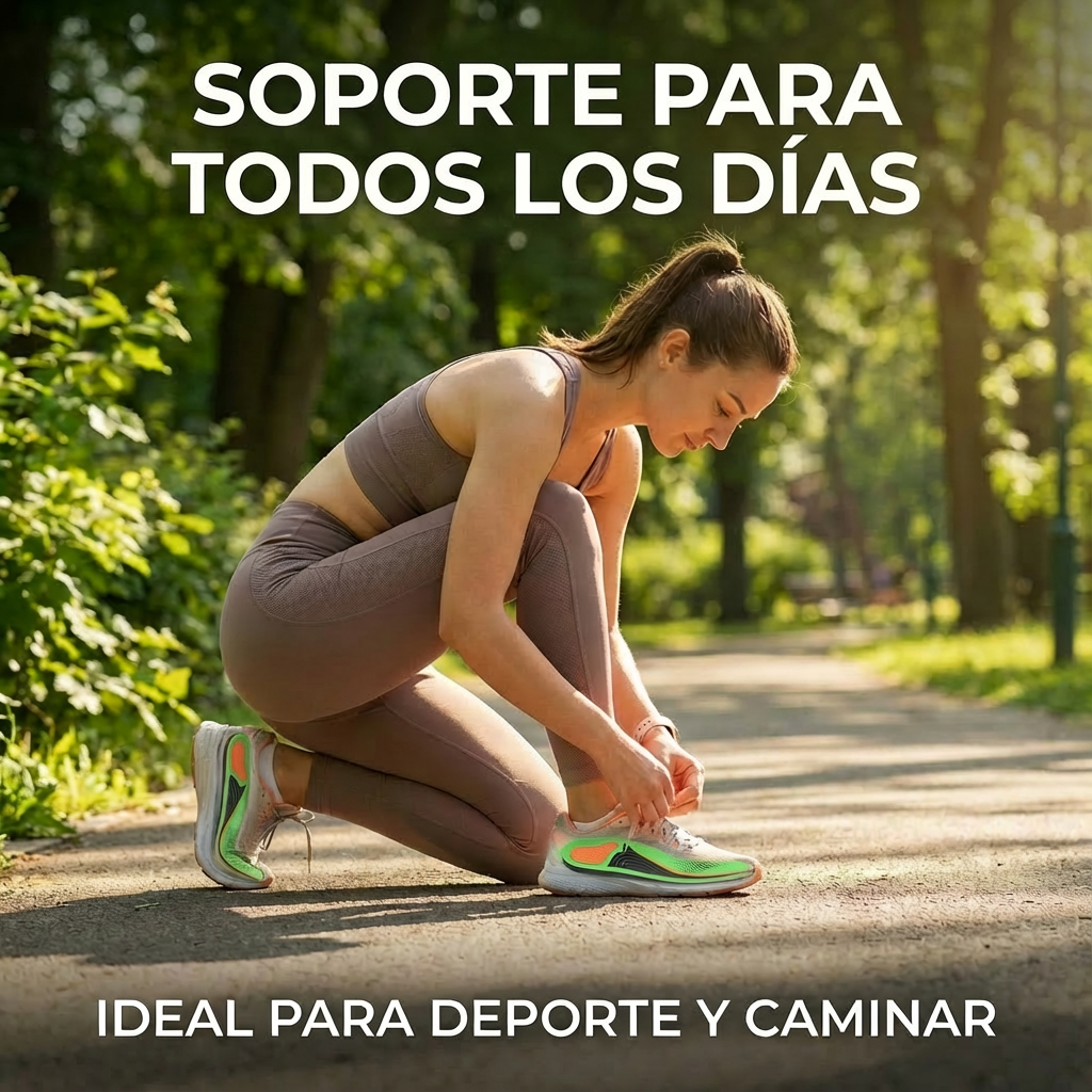 Plantillas deportivas transpirables color verde con soporte de arco