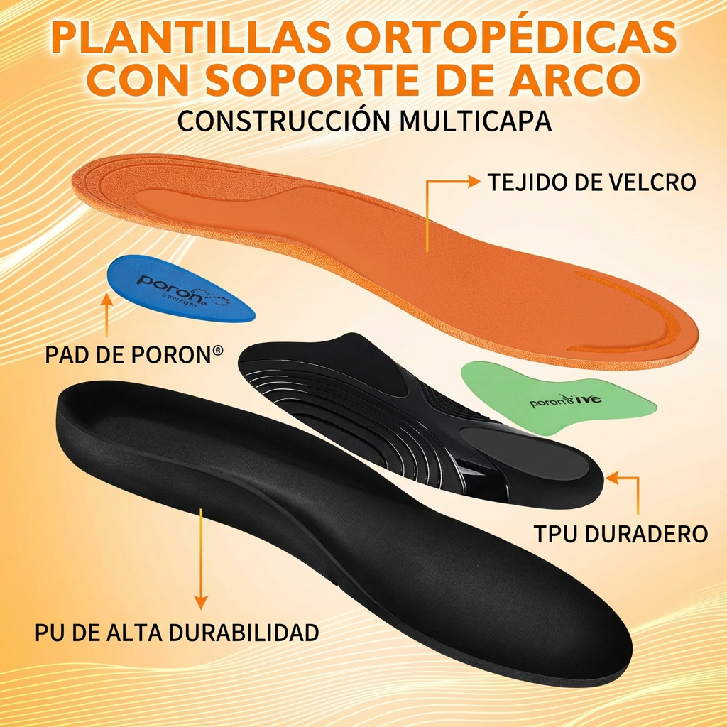 Plantillas ortopédicas para botas de trabajo con soporte de arco naranja