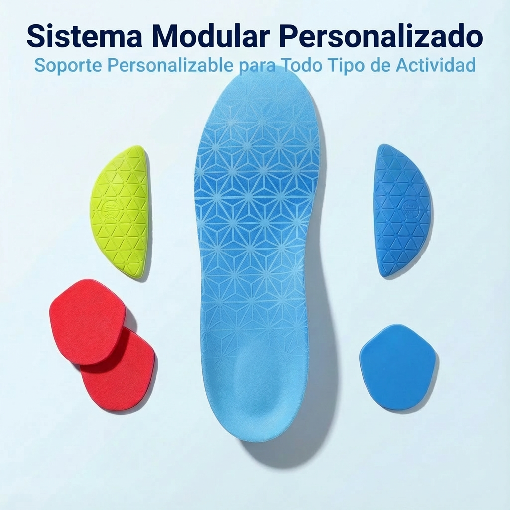 Plantillas deportivas con arco ajustable y accesorios intercambiables