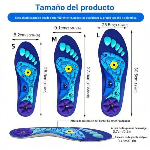 Tamaño del producto: tallas S, M y L con largo y ancho de la plantilla, guía para elegir talla antes de cortar